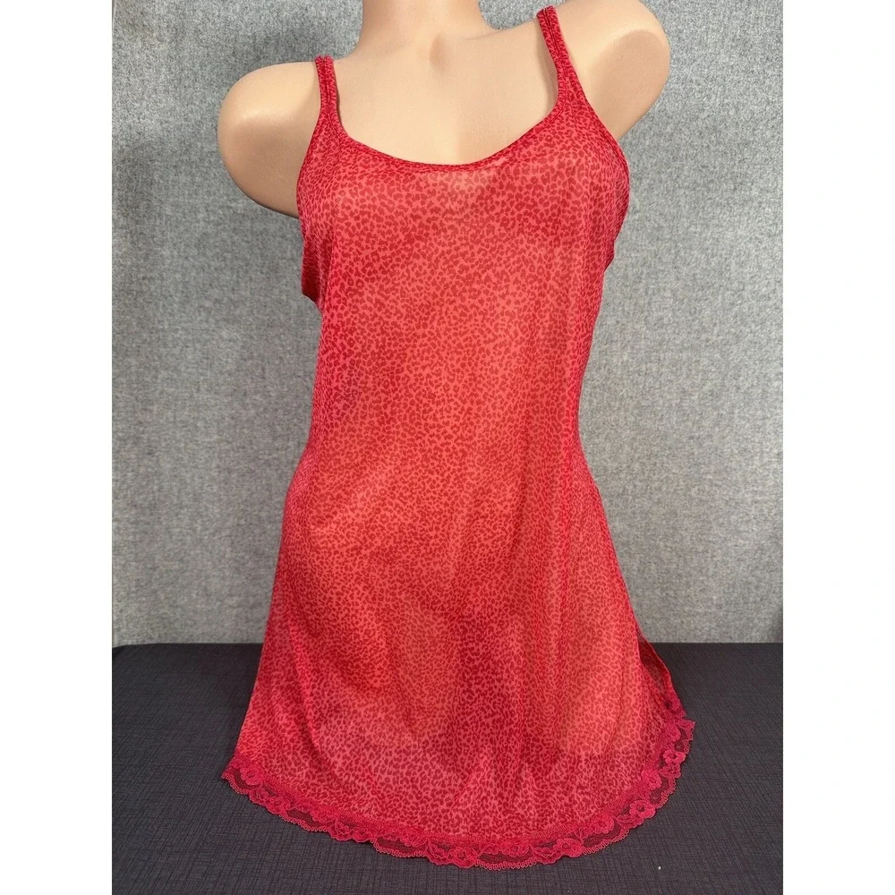 Vintage Victorias Secret Medium Nightgown Animal‎ Print Coquette Semi Sheer Y2K